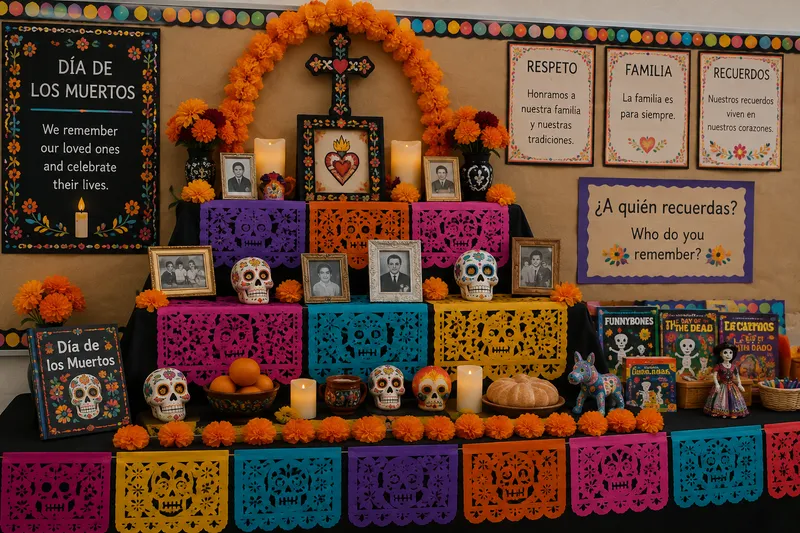 Students learning about Day of the Dead in the classroom